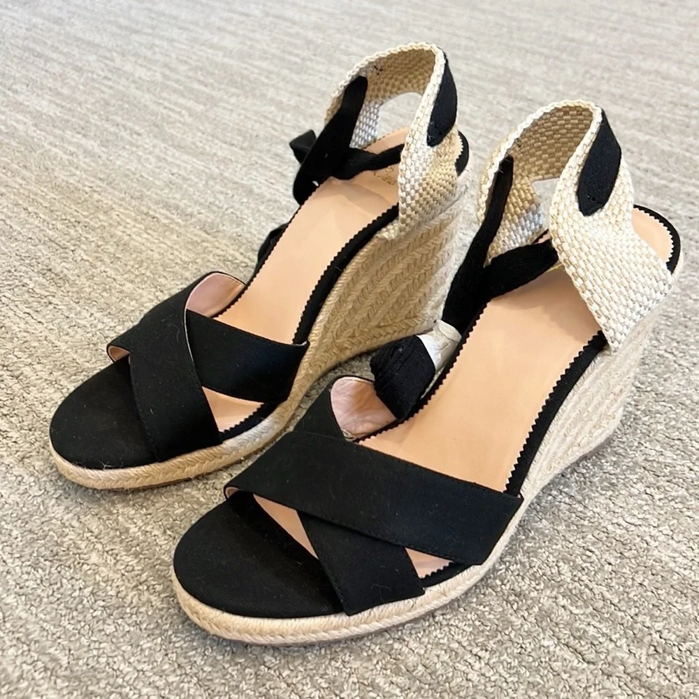 NWT J Crew Lace Up Espadrille Wedges